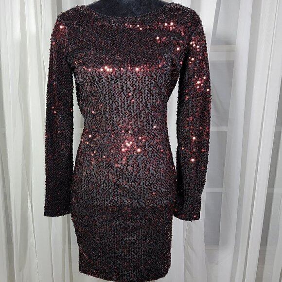 SHEIN Dresses & Skirts - SHEIN Black (Burgundy/Maroon Shimmer) Sequin Dress